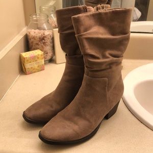 Brown calf high boots